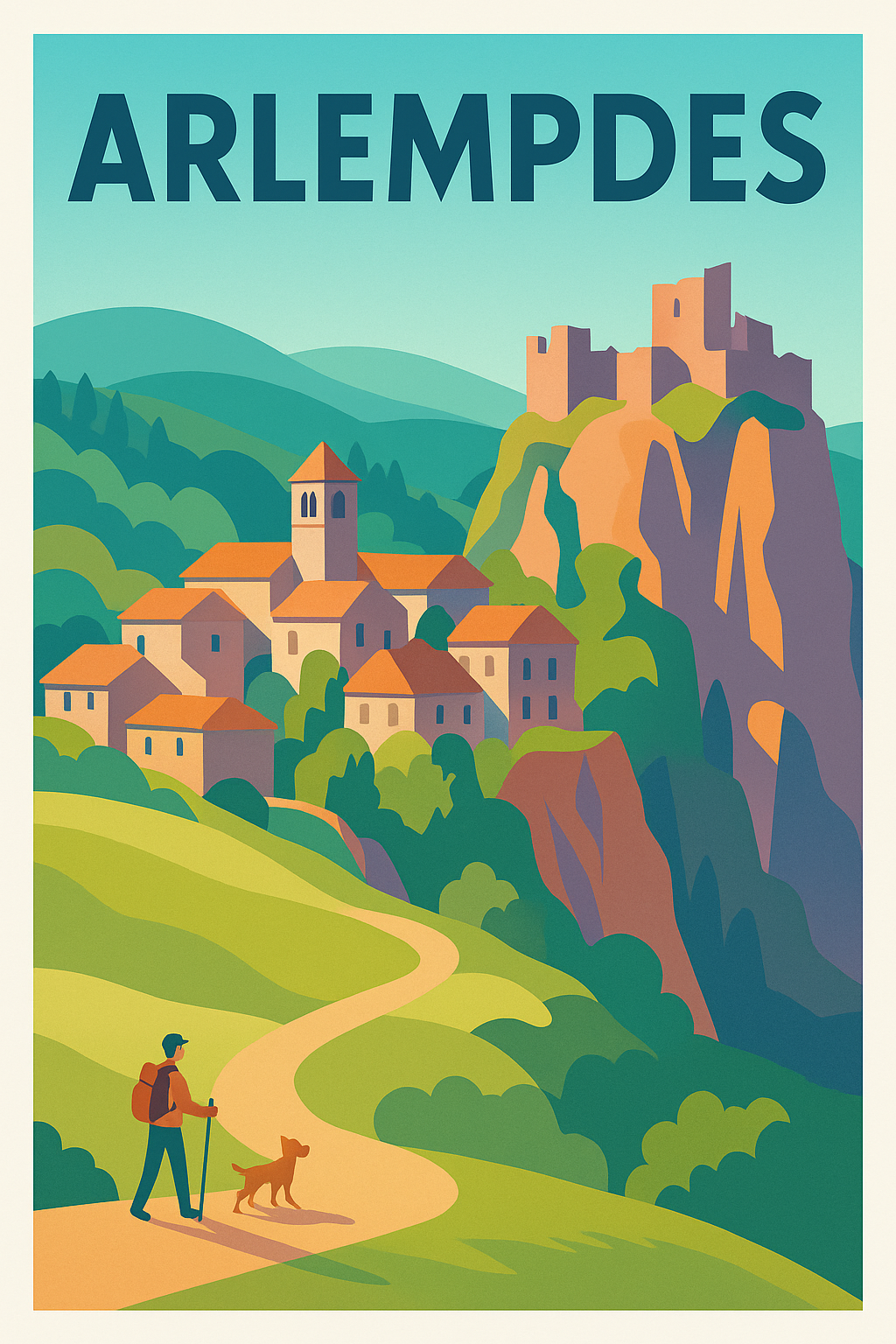 Affiche Arlempdes — Voyage au cœur d'un village perché · poster d'art de Arlempdes