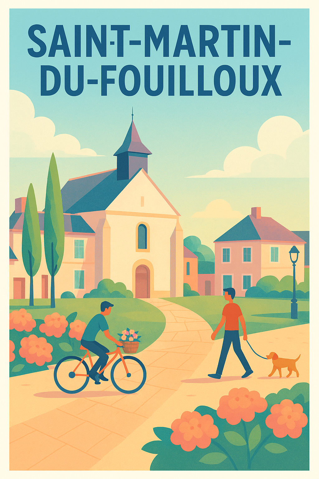 Affiche de Saint-Martin-du-Fouilloux - Charme et douceur de vivre en illustration