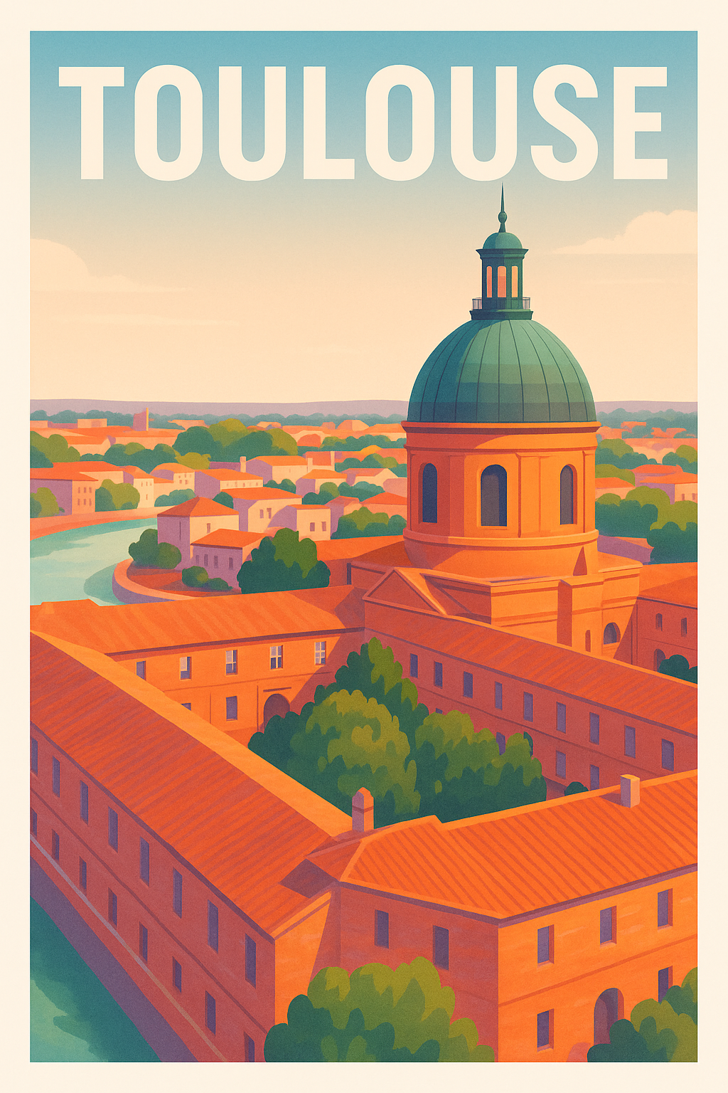 Affiche de Toulouse - L'élégance de la Ville Rose au coucher du soleil