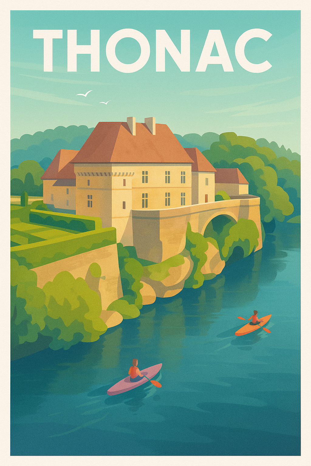 Affiche Thonac — Évasion paisible au fil de l'eau · poster d'art de Thonac