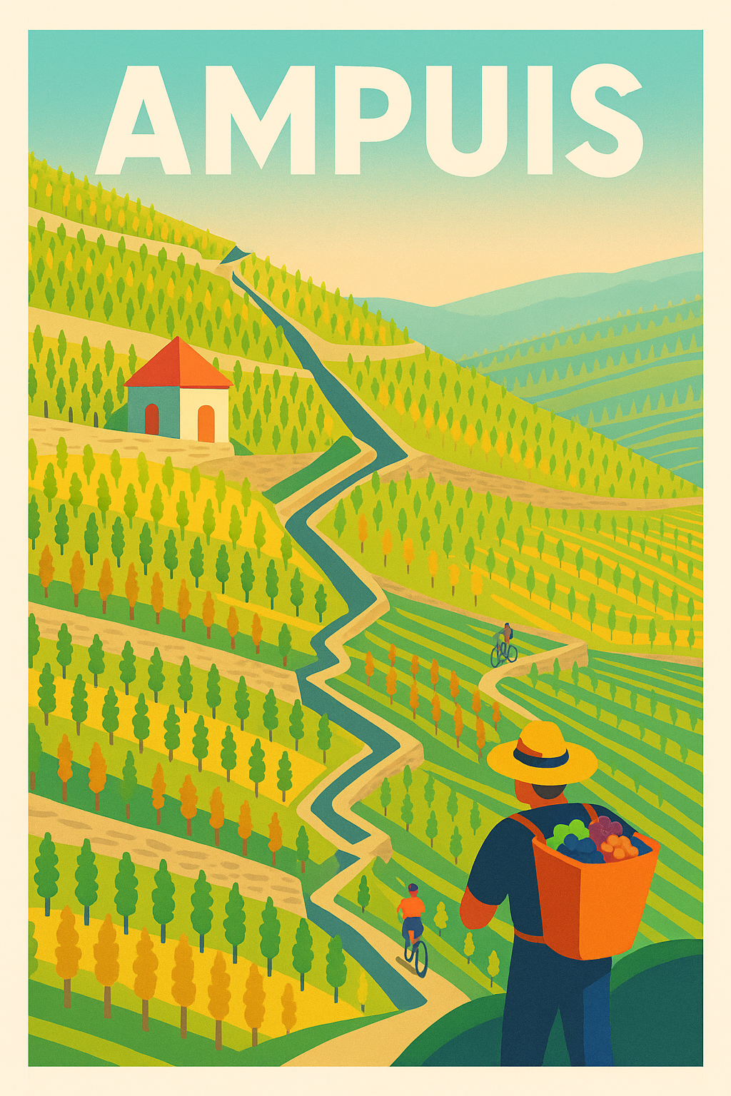 Affiche de Ampuis - Le charme authentique des vignobles en pente