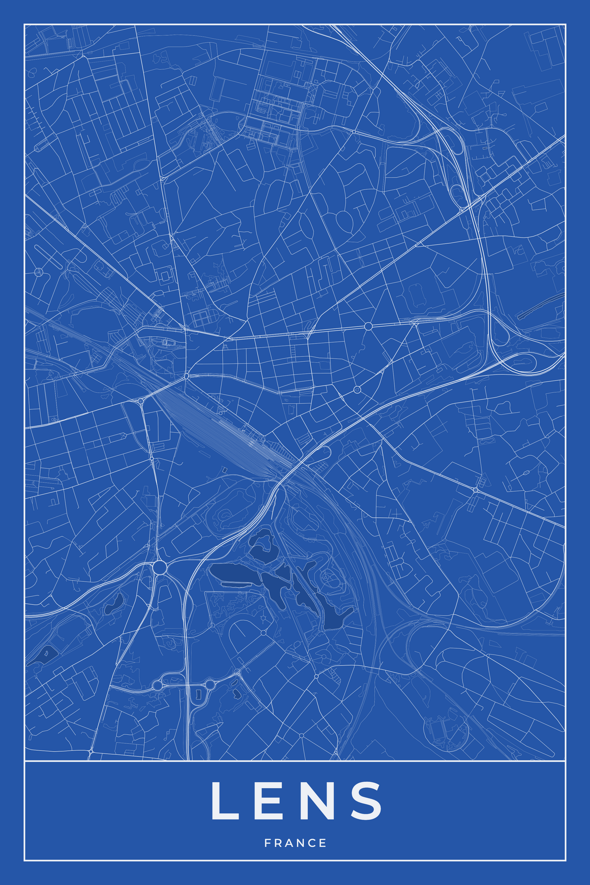 Carte de Lens bleue - Affiche personnalisée