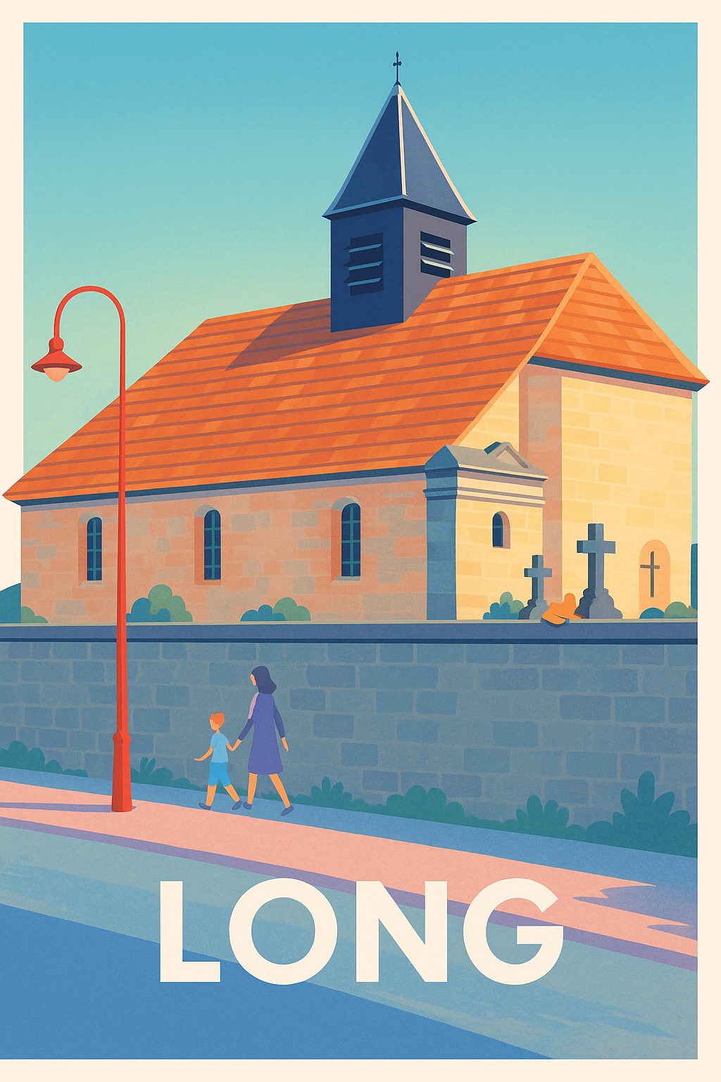 Affiche Long — Charme et sérénité d'une église de village · poster d'art de Long