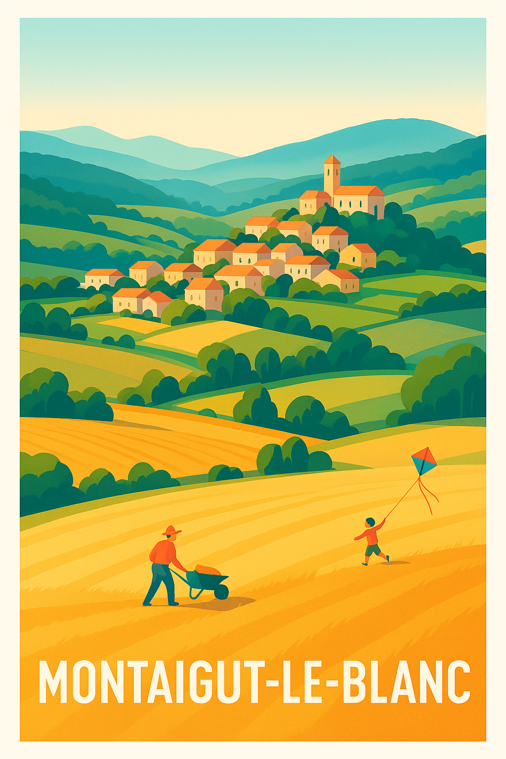 Affiche Montaigut-le-Blanc — L'enchantement de la campagne française · poster d'art de Montaigut-le-Blanc