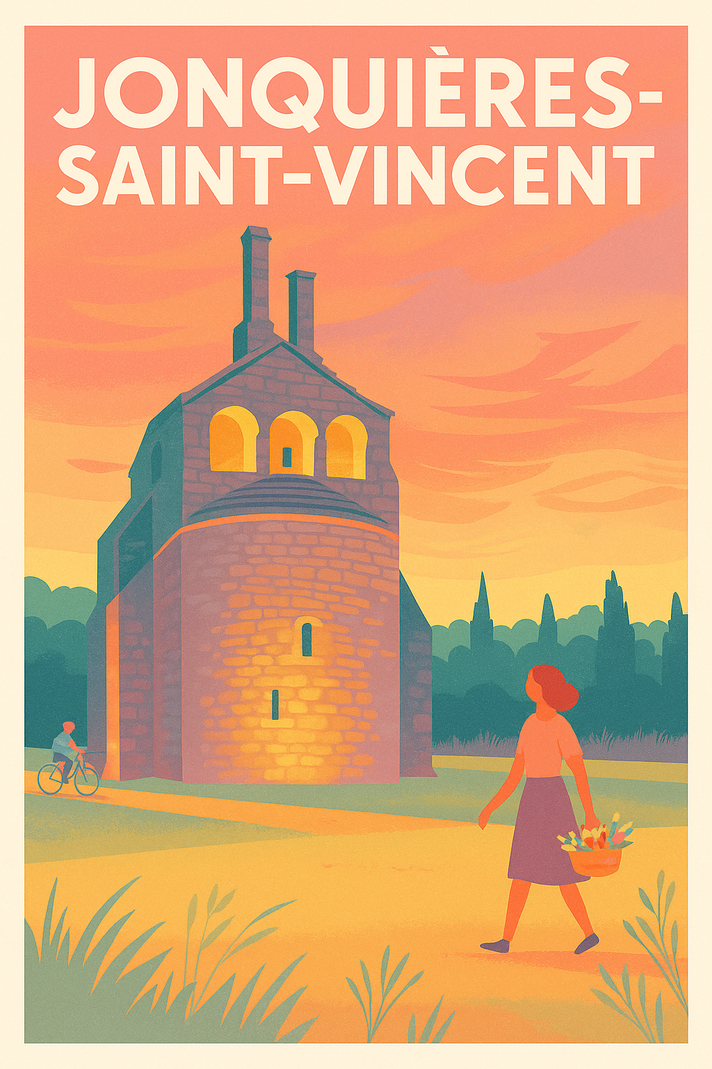Affiche de Jonquières-Saint-Vincent - Charme et sérénité au coucher du soleil