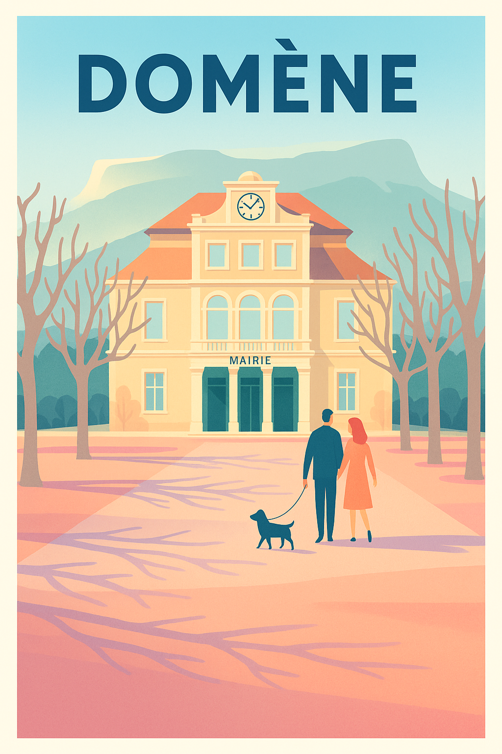 Affiche de Domène - L'élégance paisible de la mairie au cœur des montagnes