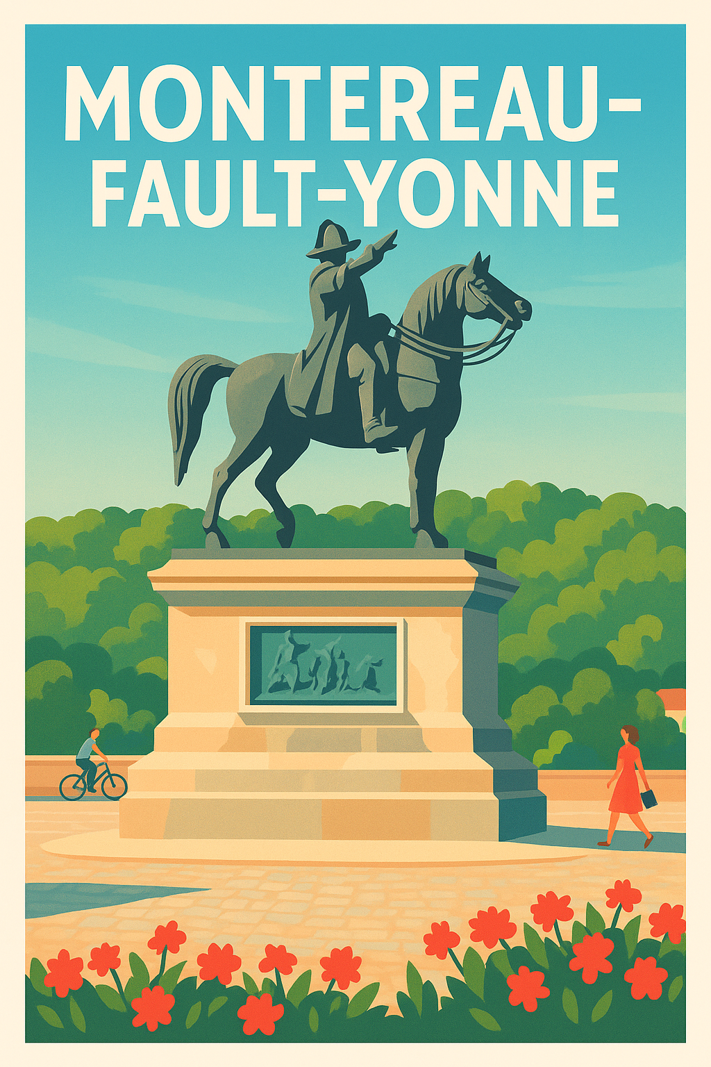 Affiche Montereau-Fault-Yonne — Patrimoine et sérénité au cœur de la ville · poster d'art de Montereau-Fault-Yonne