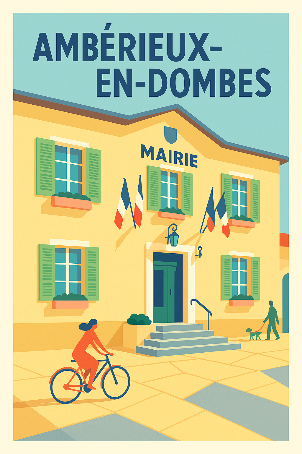 Affiche de Ambérieux-en-Dombes - L'élégance tranquille de la mairie