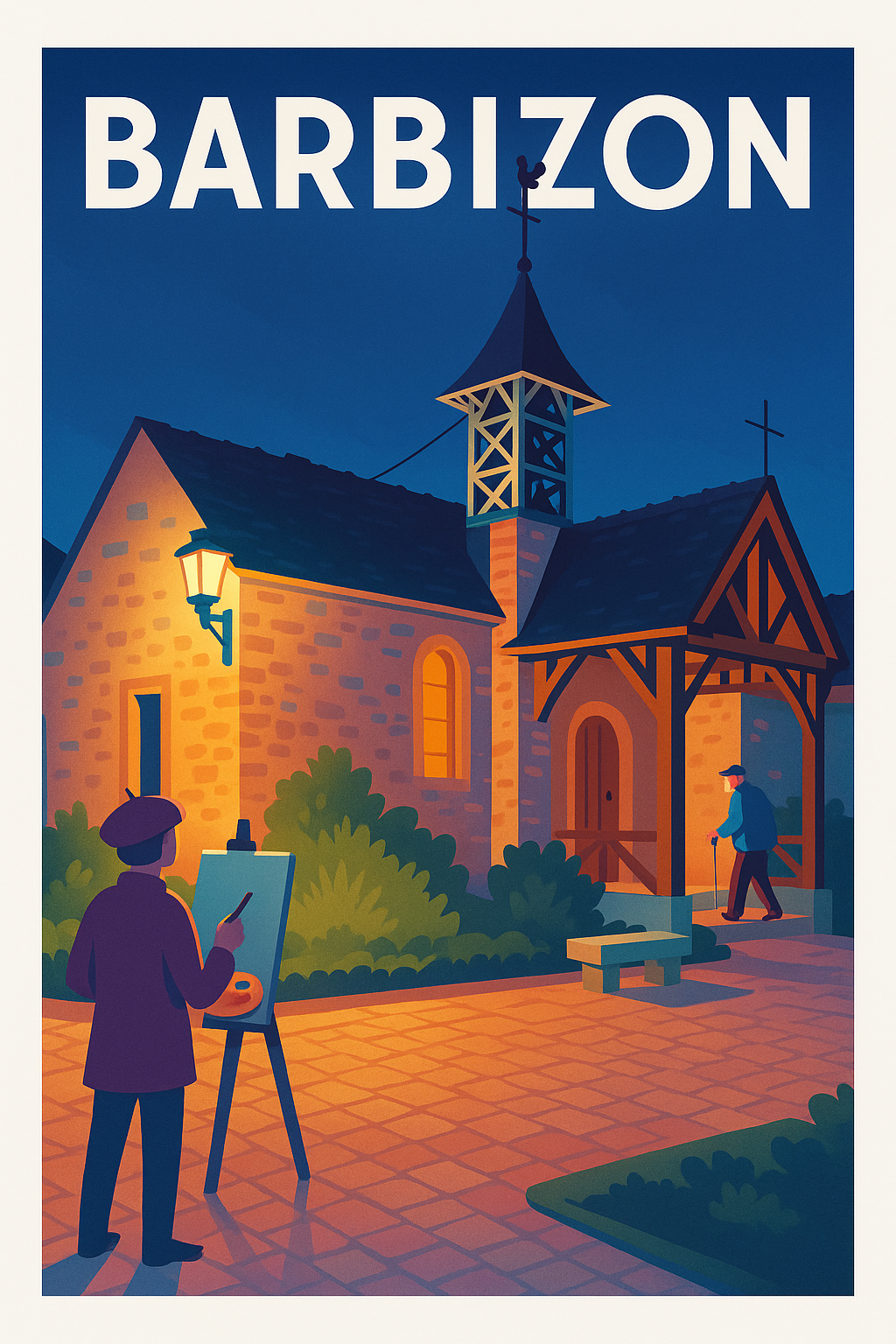 Affiche Barbizon — Charme artistique au crépuscule · poster d'art de Barbizon