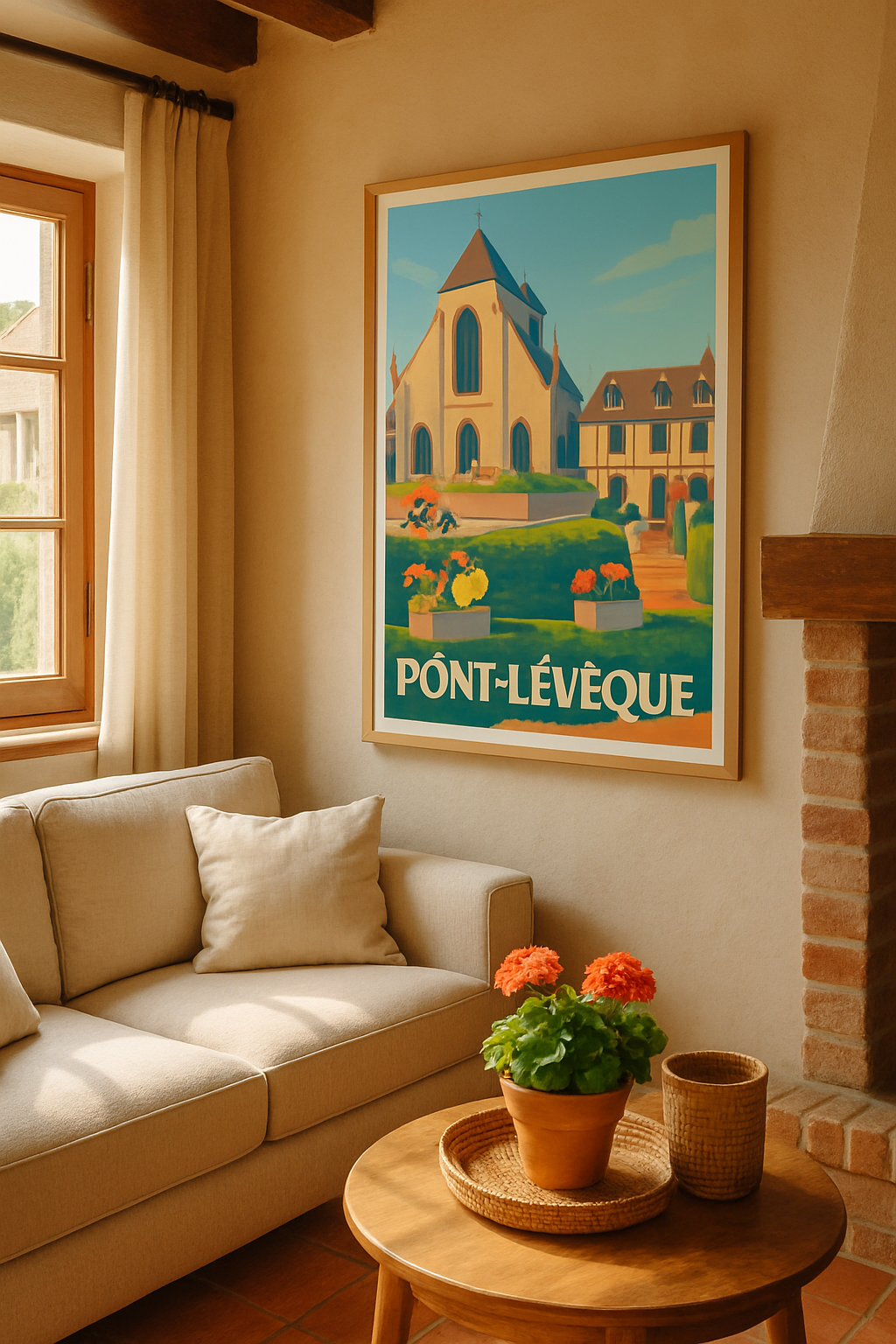 Mise en situation Affiche de Pont-l'Évêque - Charme et Sérénité Normande