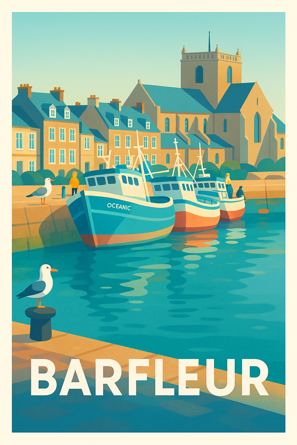Affiche Barfleur — Charme intemporel du port normand · poster d'art de Barfleur
