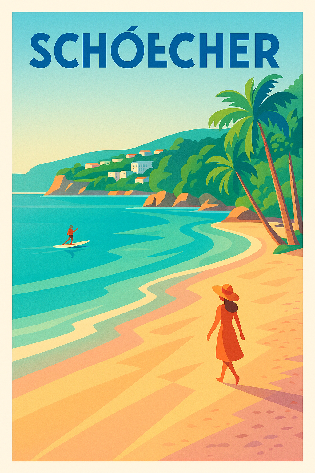 Affiche de Schœcher - Évasion tropicale et douceur balnéaire