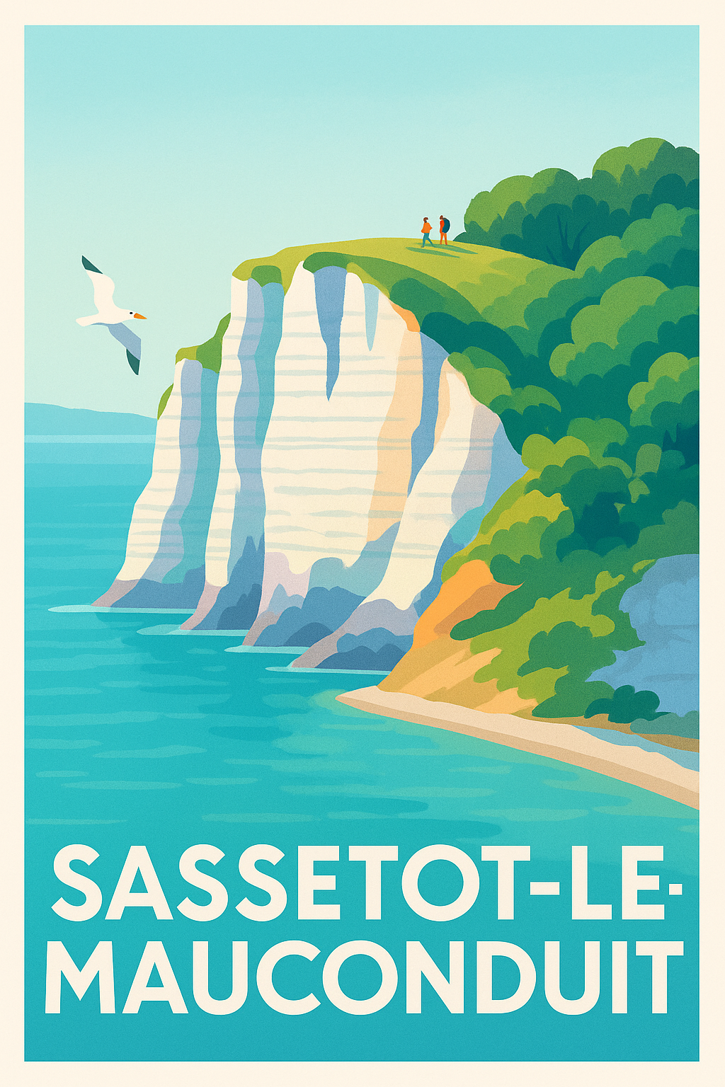 Affiche Sassetot-le-Mauconduit — Escapade au bord des falaises · poster d'art de Sassetot-le-Mauconduit