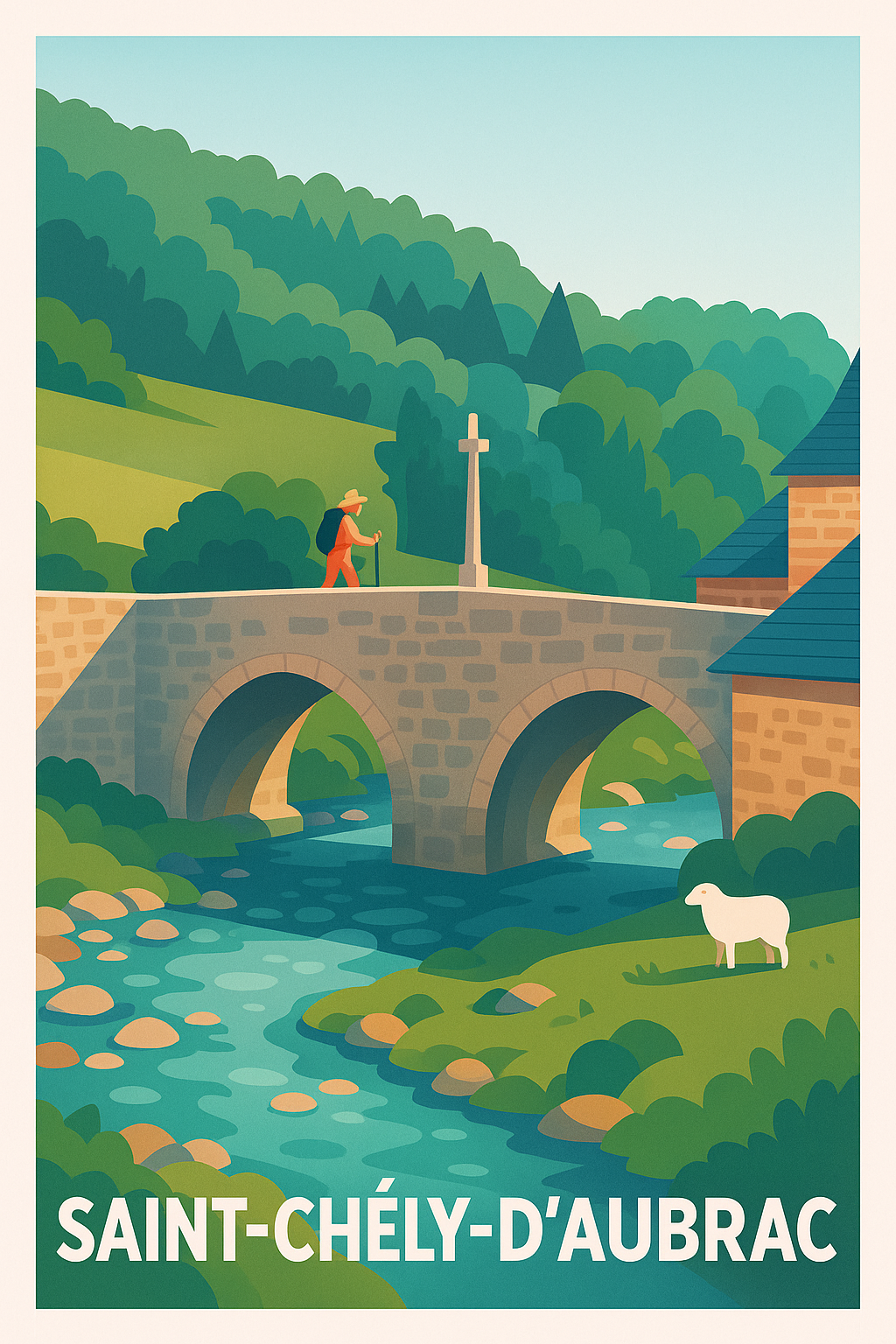 Affiche Saint-Chély-d'Aubrac — L'escapade nature intemporelle · poster d'art de Saint-Chély-d'Aubrac