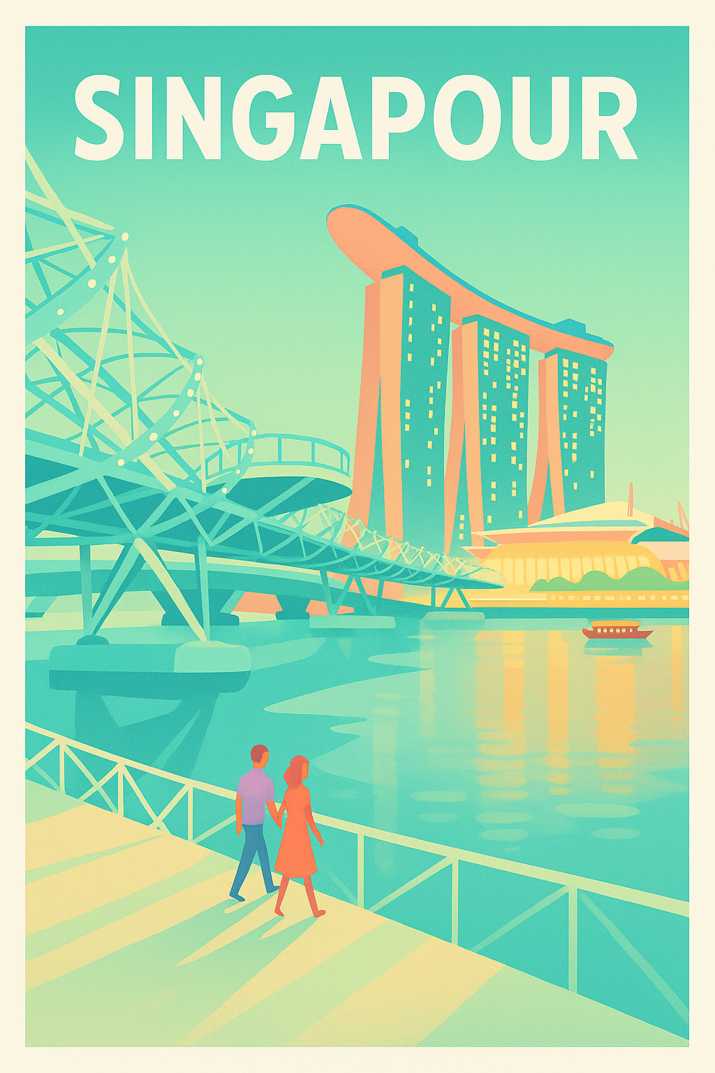 Affiche de Singapour - Évasion urbaine au bord de l'eau