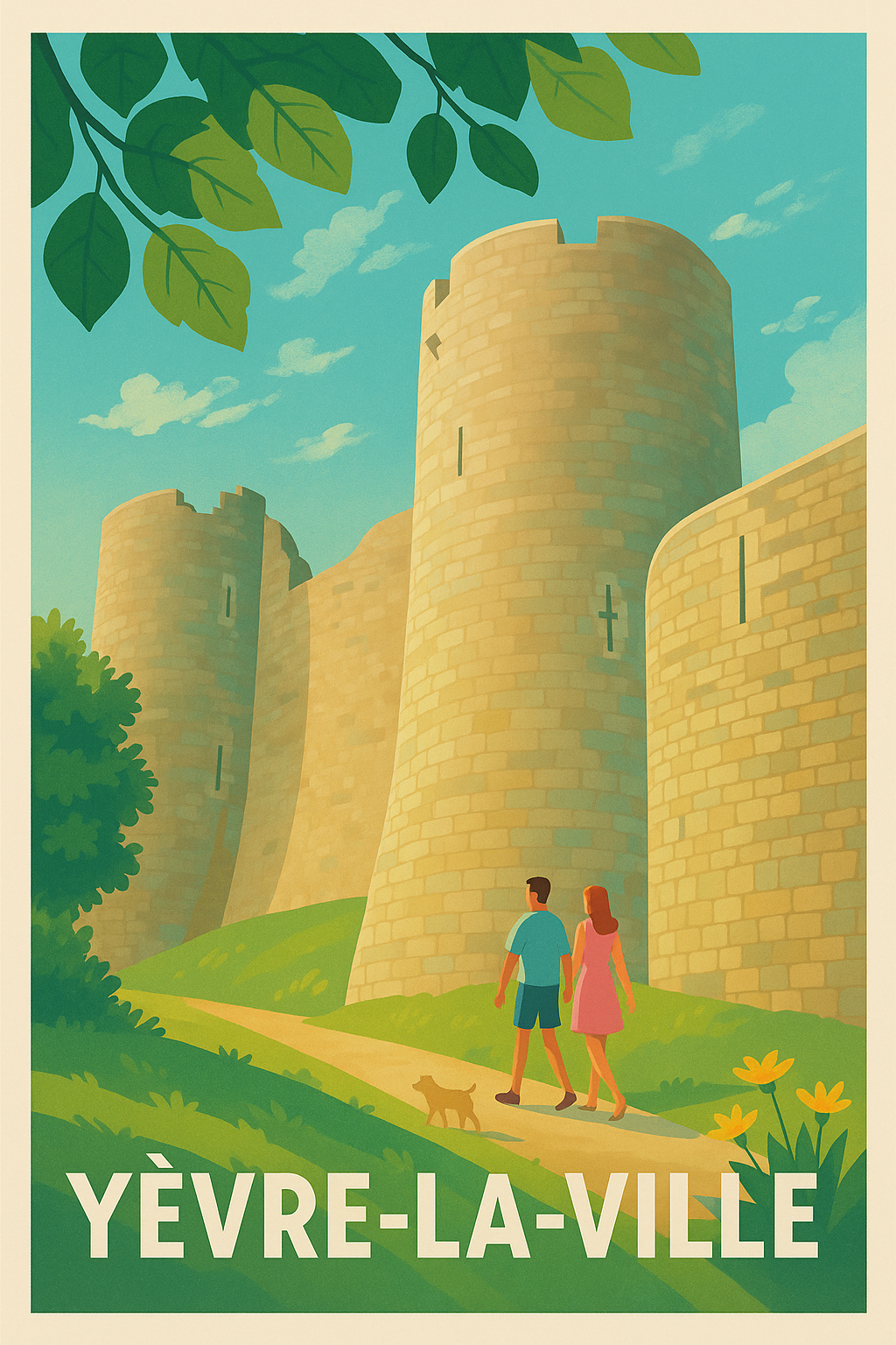 Affiche Yèvre-la-Ville — Promenade au cœur des remparts · poster d'art de Yèvre-la-Ville
