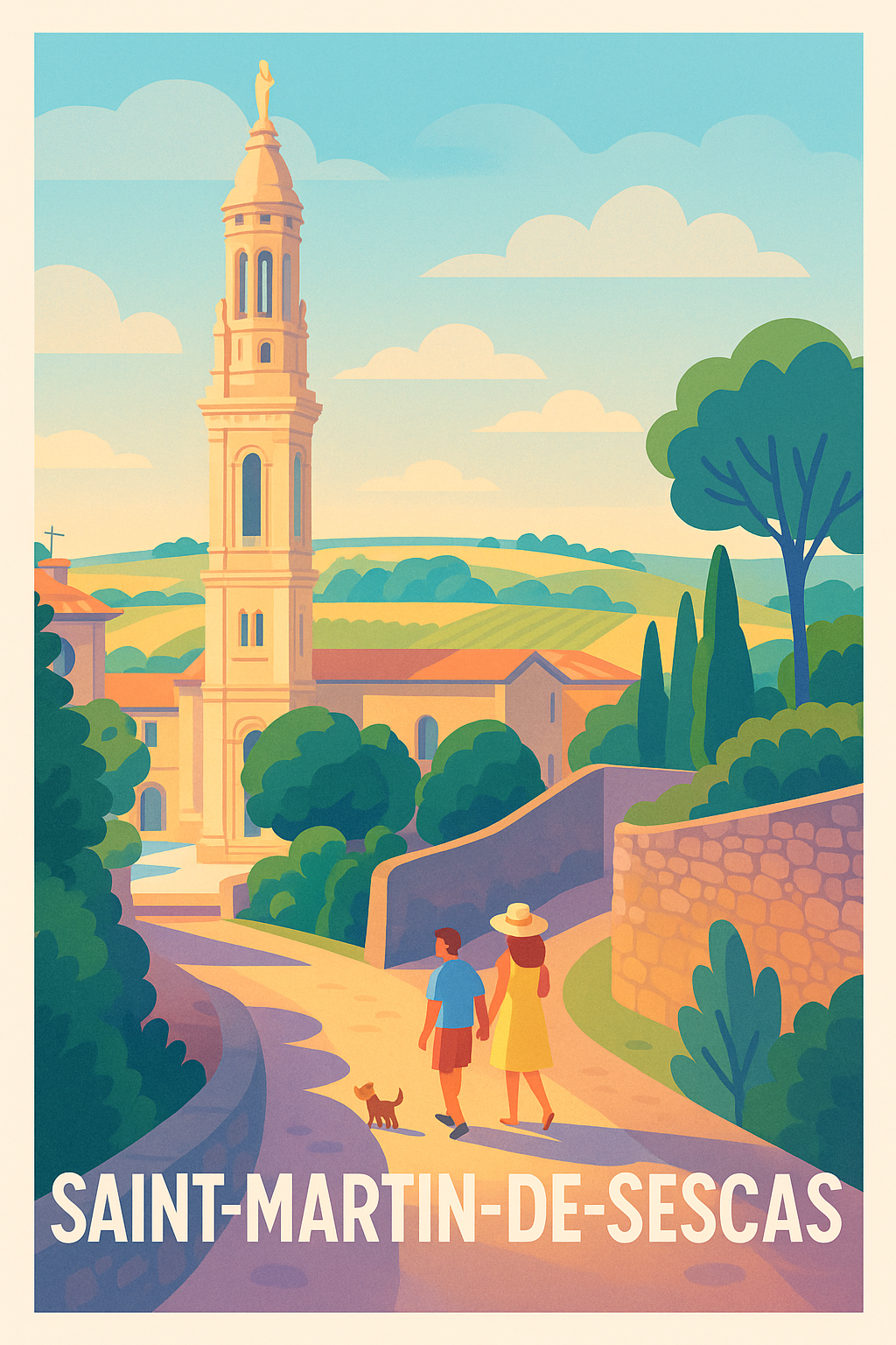 Affiche Saint-Martin-de-Sescas — Promenade paisible au cœur du vignoble · poster d'art de Saint-Martin-de-Sescas