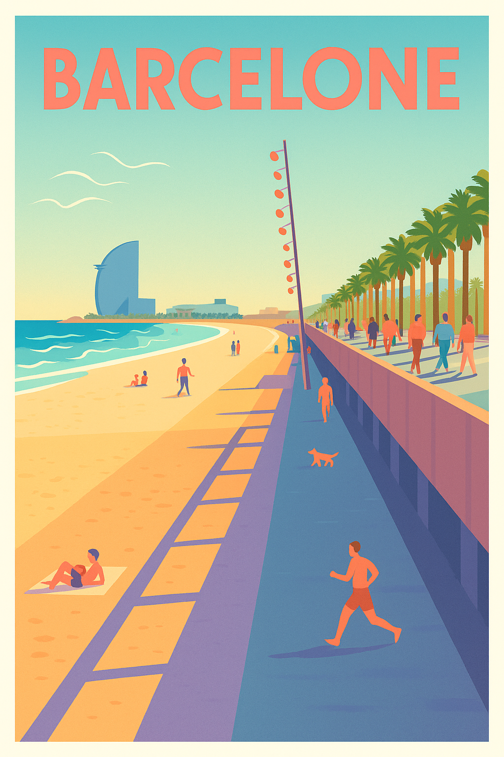 Affiche Barcelone — L'élégance balnéaire du front de mer · poster d'art de Barcelone