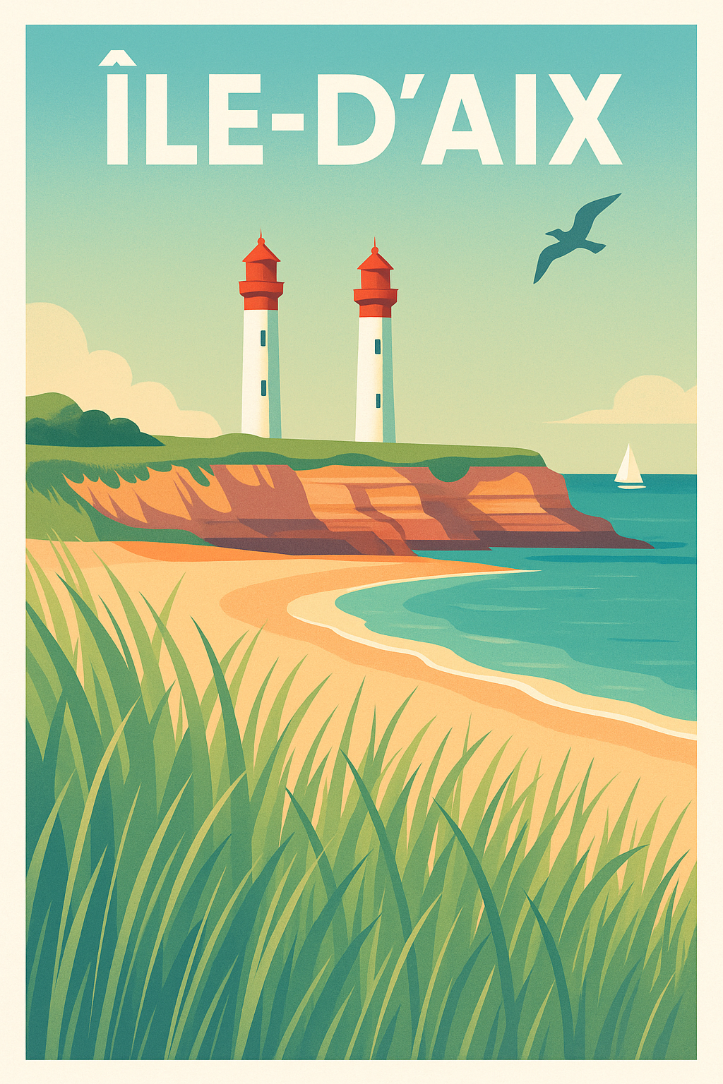Affiche de Île-d'Aix - Charme côtier et phares emblématiques