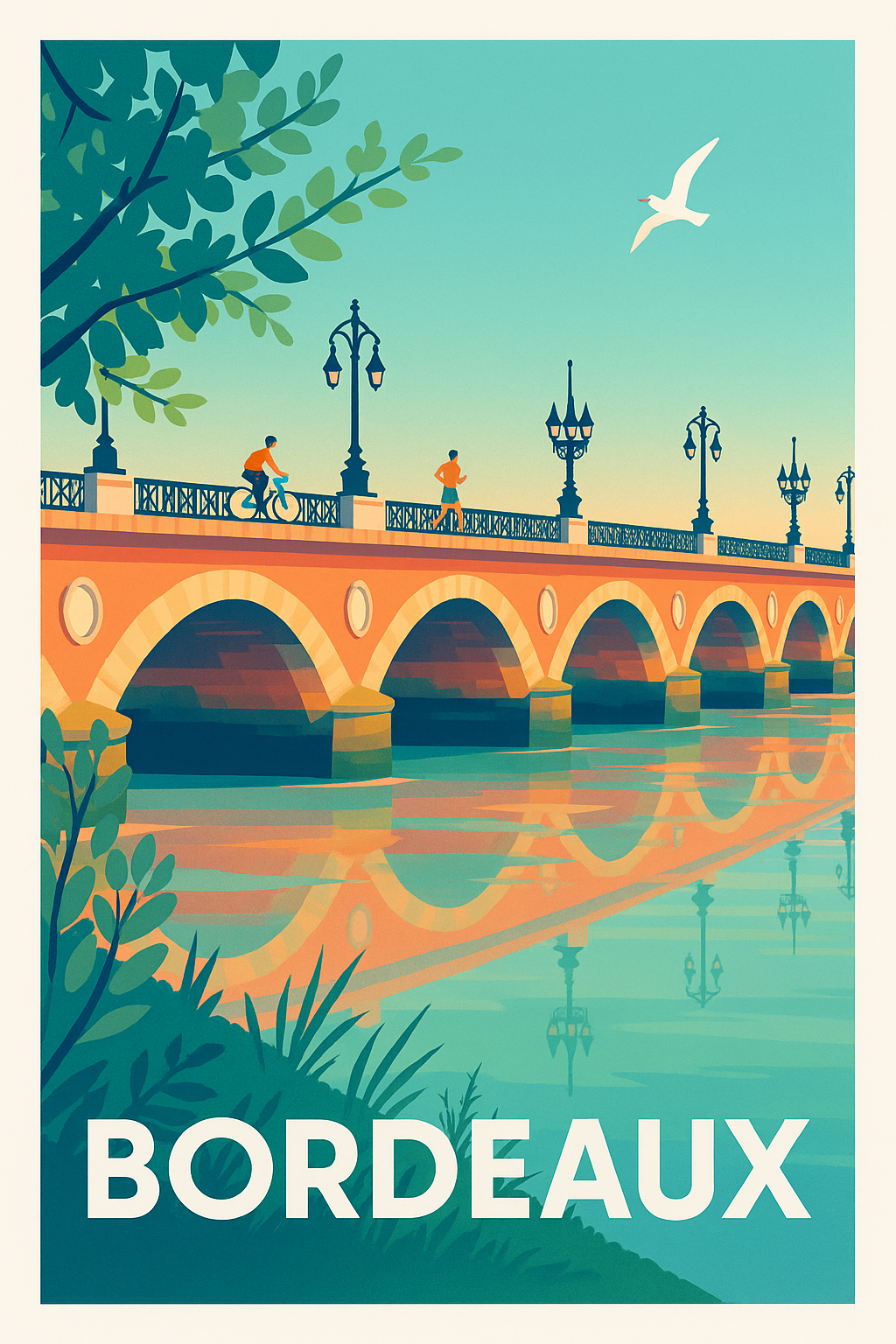Affiche Bordeaux - Promenades sur le Pont de Pierre