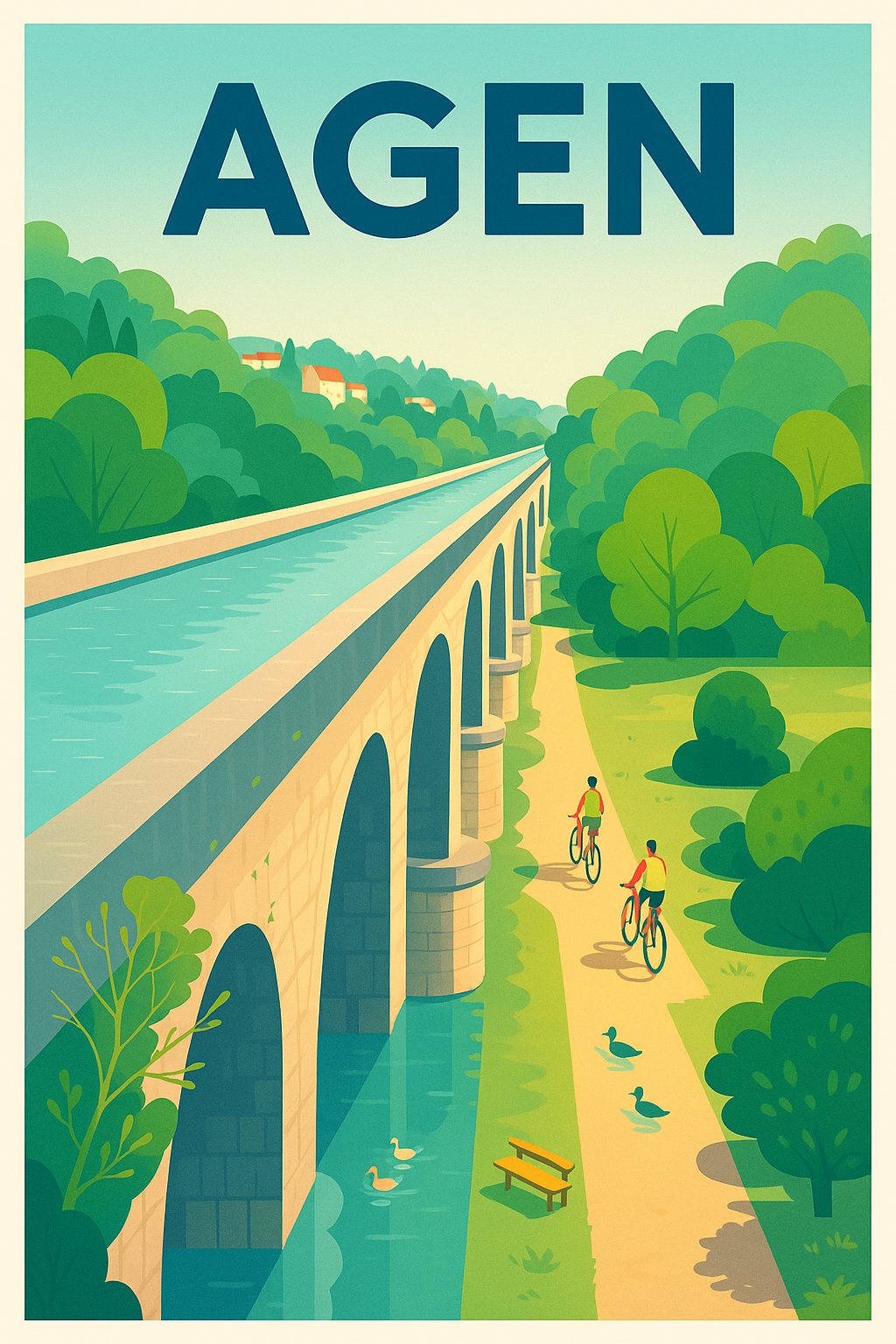Affiche Agen — Promenade au fil de l'eau · poster d'art de Agen
