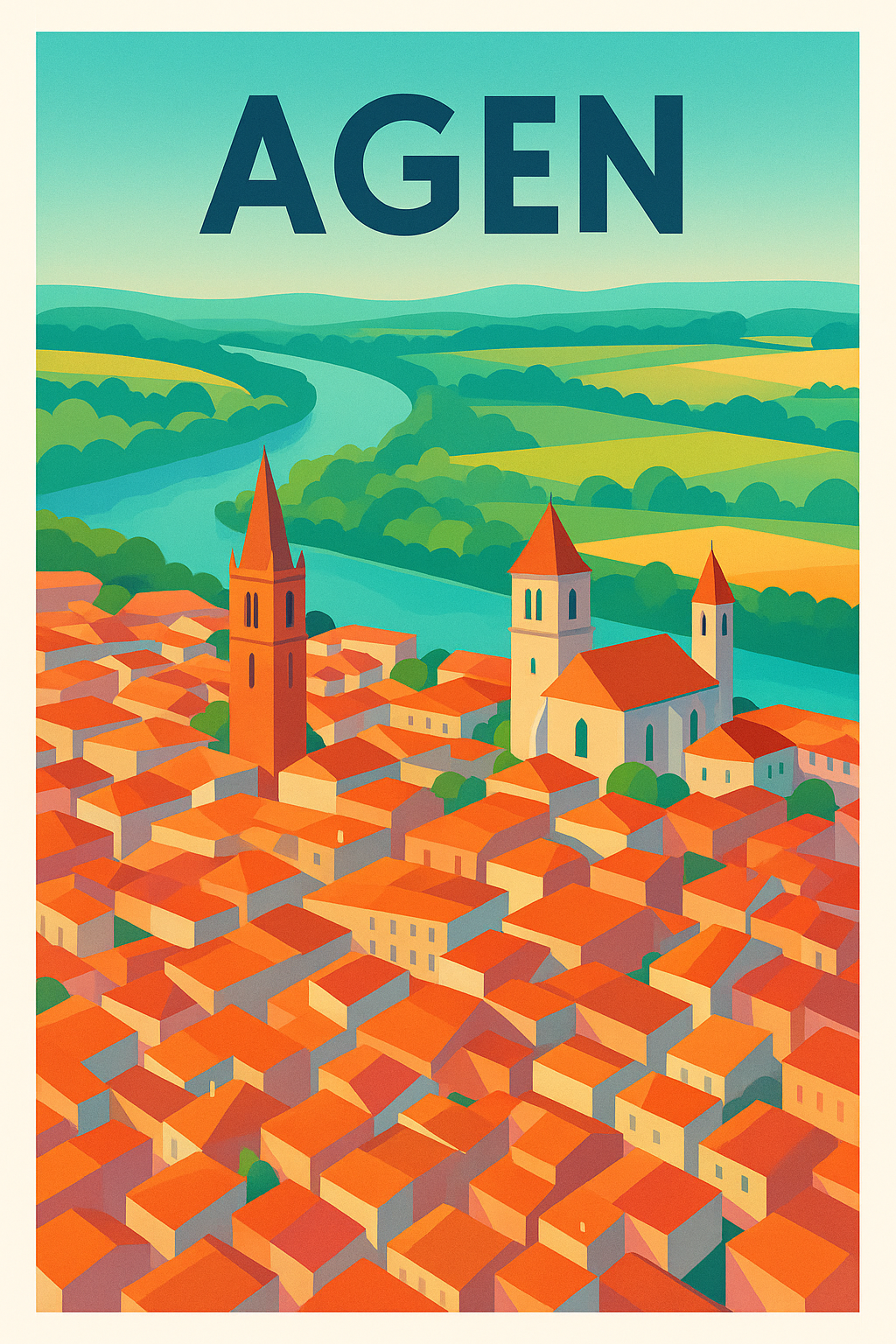 Affiche Agen — Charme et douceur au cœur du Lot-et-Garonne · poster d'art de Agen