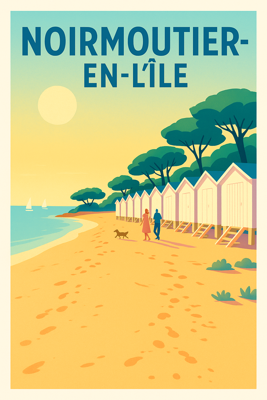 Affiche de Noirmoutier-en-l'Île - Promenade au bord de la plage