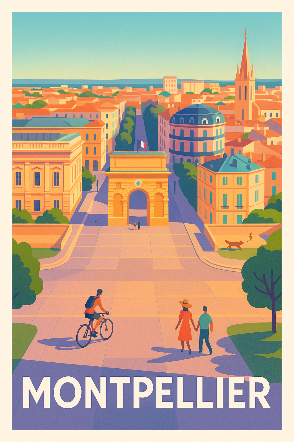 Affiche Montpellier - Balade ensoleillée sous l'Arc de Triomphe