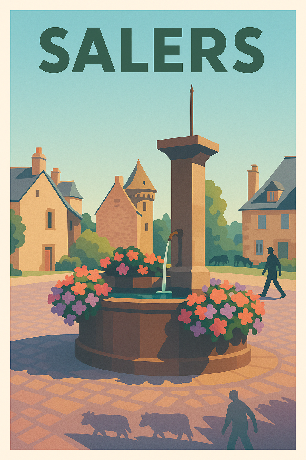 Affiche Salers — Charme et sérénité au cœur du village · poster d'art de Salers
