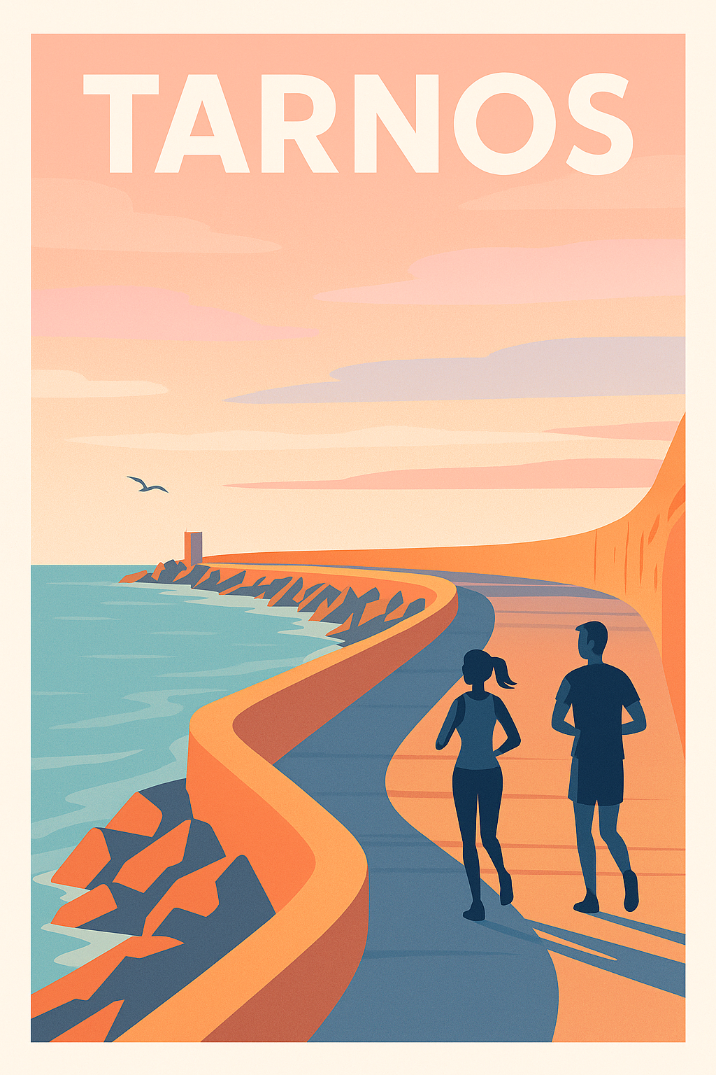 Affiche de Tarnos - Promenade en bord de mer au crépuscule