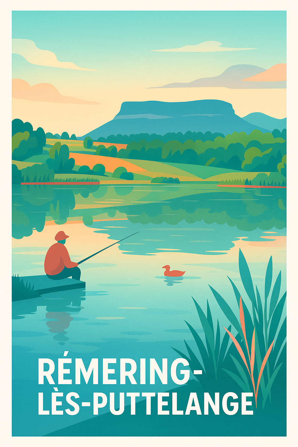 Affiche Rémering-lès-Puttelange — Sérénité au bord de l'eau · poster d'art de Rémering-lès-Puttelange