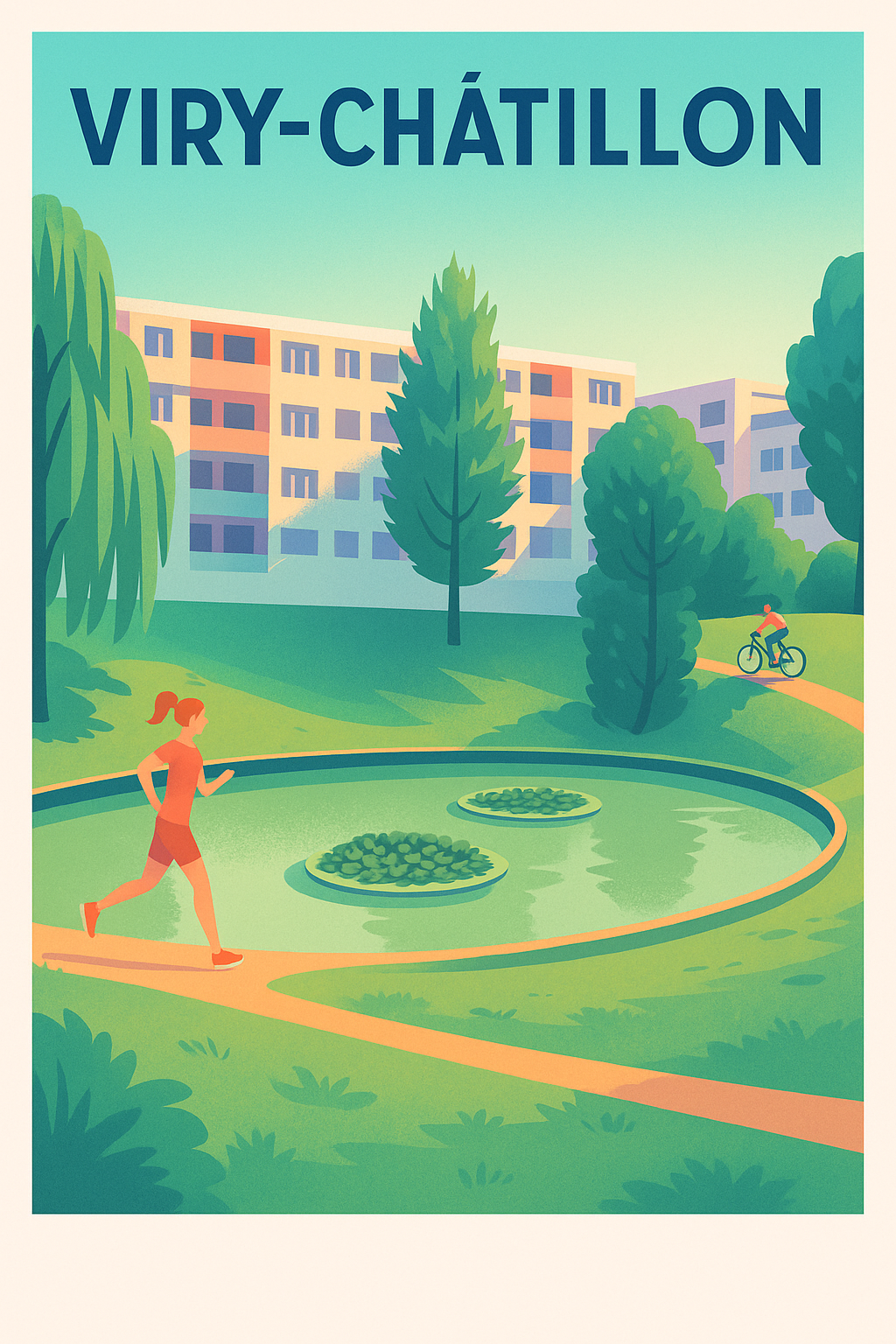 Affiche Viry-Châtillon — L'esprit vert et actif · poster d'art de Viry-Châtillon