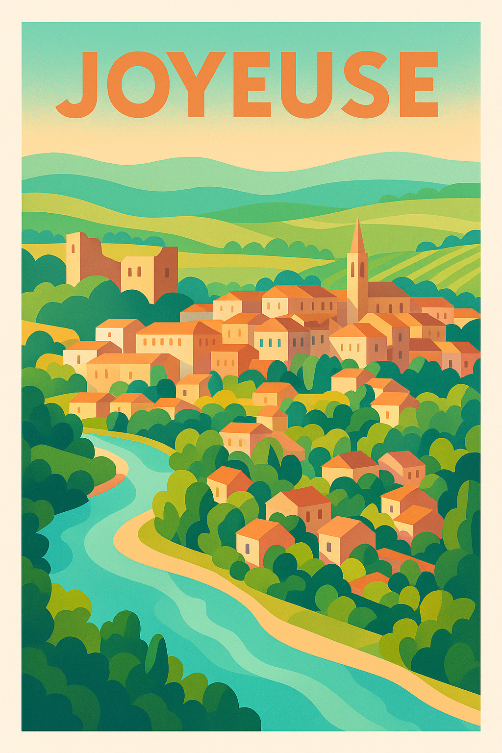 Affiche de Joyeuse – Village pittoresque au cœur de l'Ardèche