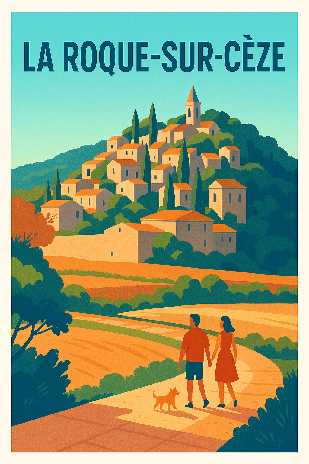 Affiche La Roque-sur-Cèze — Charme et sérénité en pleine nature · poster d'art de La Roque-sur-Cèze