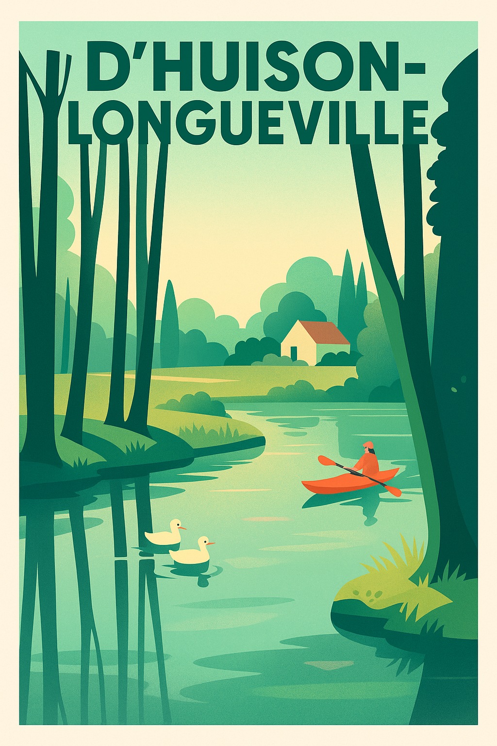 Affiche de D'Huison-Longueville - Évasion nature et sérénité au fil de l'eau
