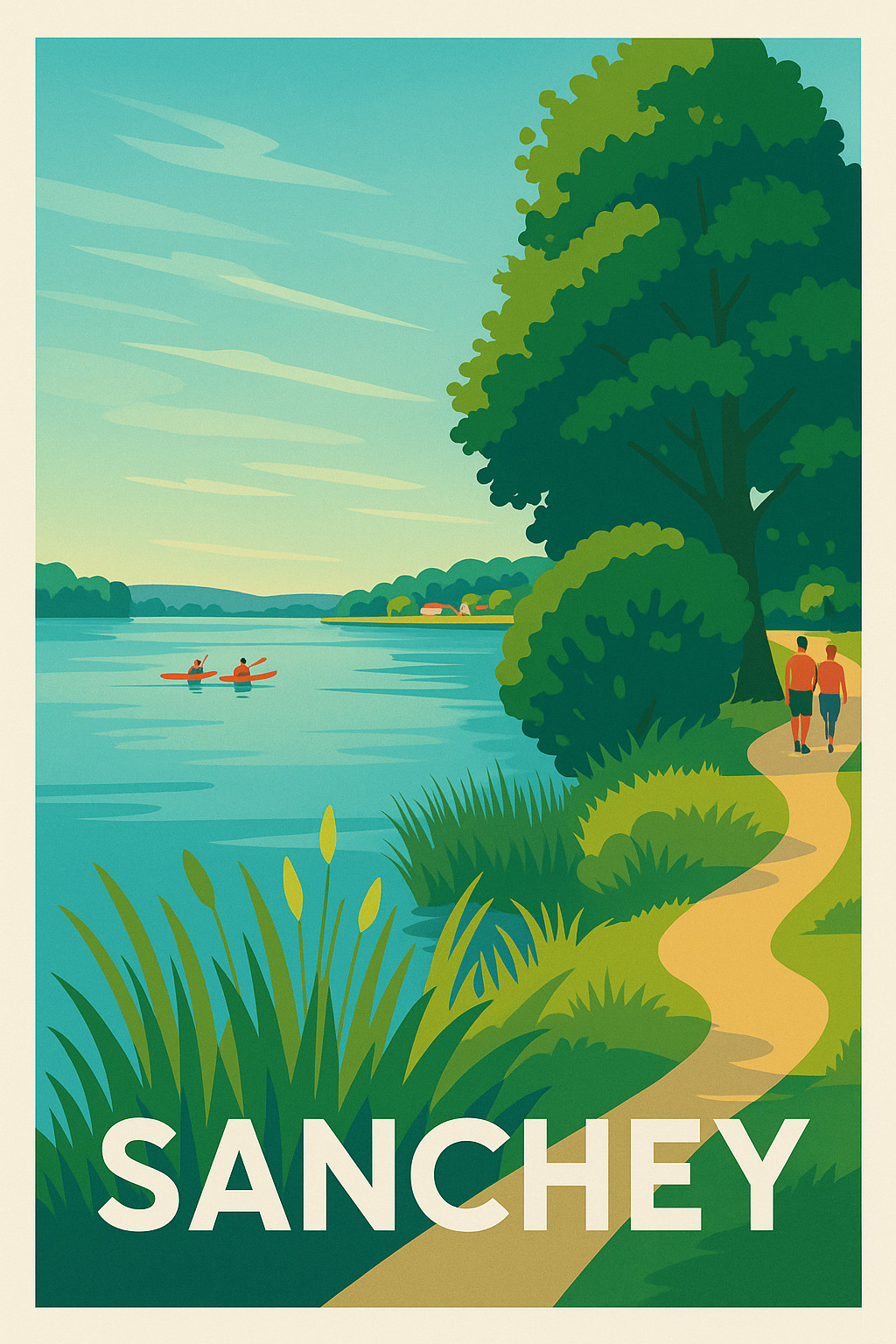 Affiche Sanchey — Évasion nature au fil de l'eau · poster d'art de Sanchey