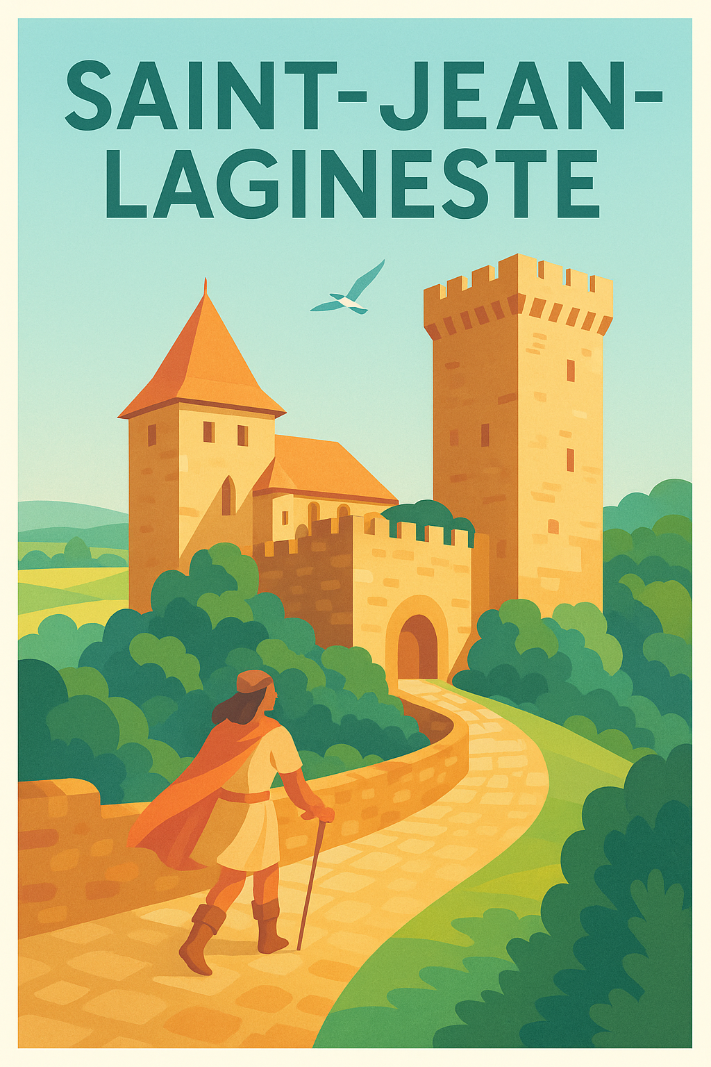 Affiche Saint-Jean-Lagineste — Voyage médiéval enchanteur · poster d'art de Saint-Jean-Lagineste