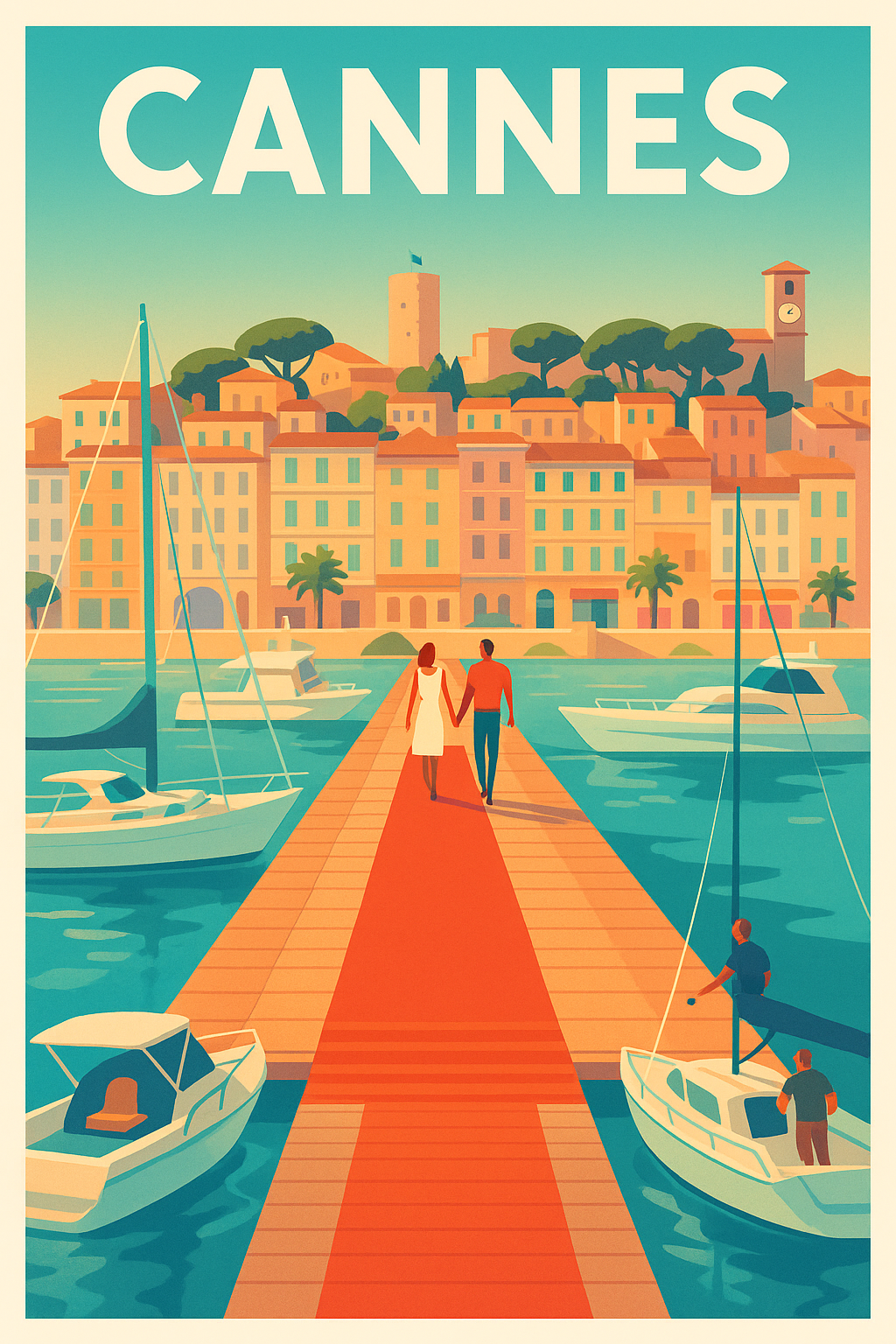 Affiche de Cannes - Une promenade romantique sur la Croisette