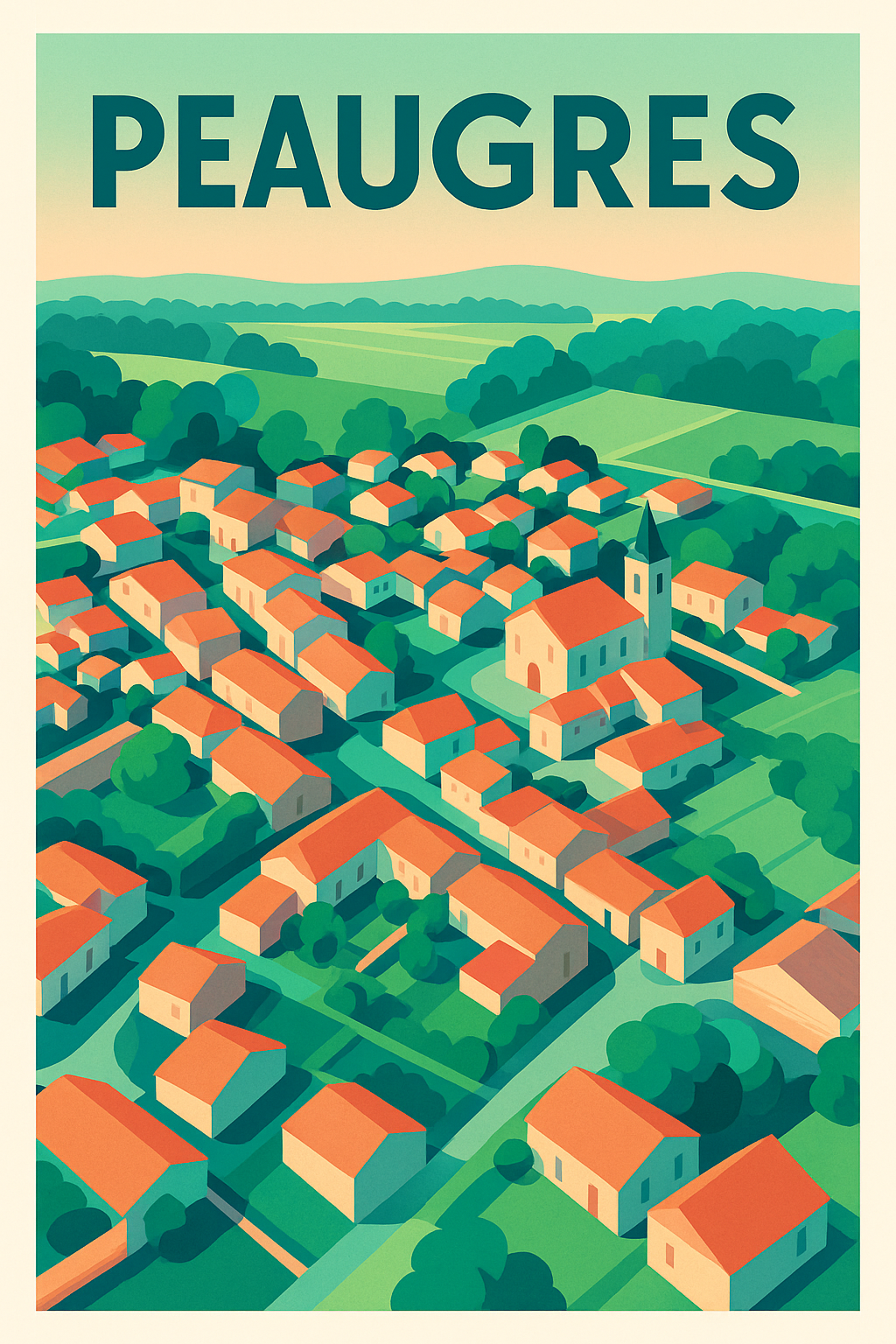 Affiche de Peaugres - L'essence paisible d'un village authentique
