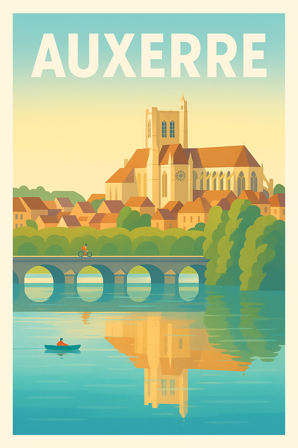 Affiche Auxerre — Tranquillité au fil de l'Yonne · poster d'art de Auxerre