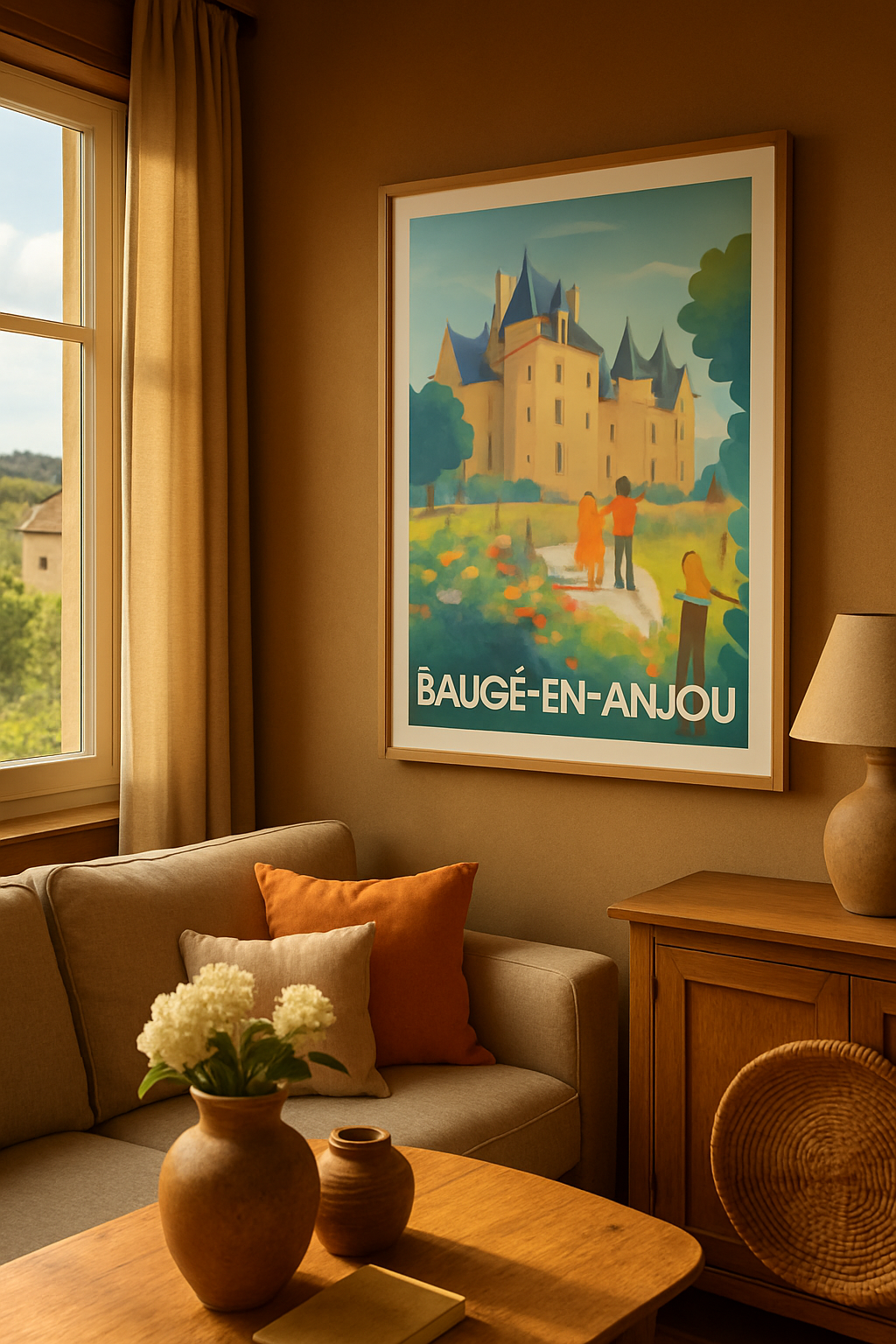 Mise en situation Affiche de Baugé-en-Anjou - L'élégance d'un château au cœur de la nature
