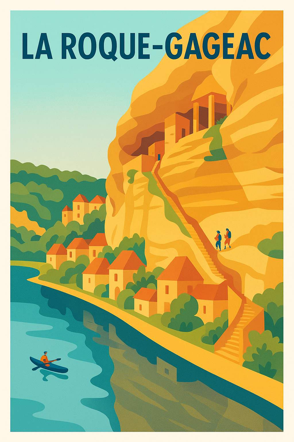 Affiche La Roque-Gageac — Authentique village au bord de l'eau · poster d'art de La Roque-Gageac