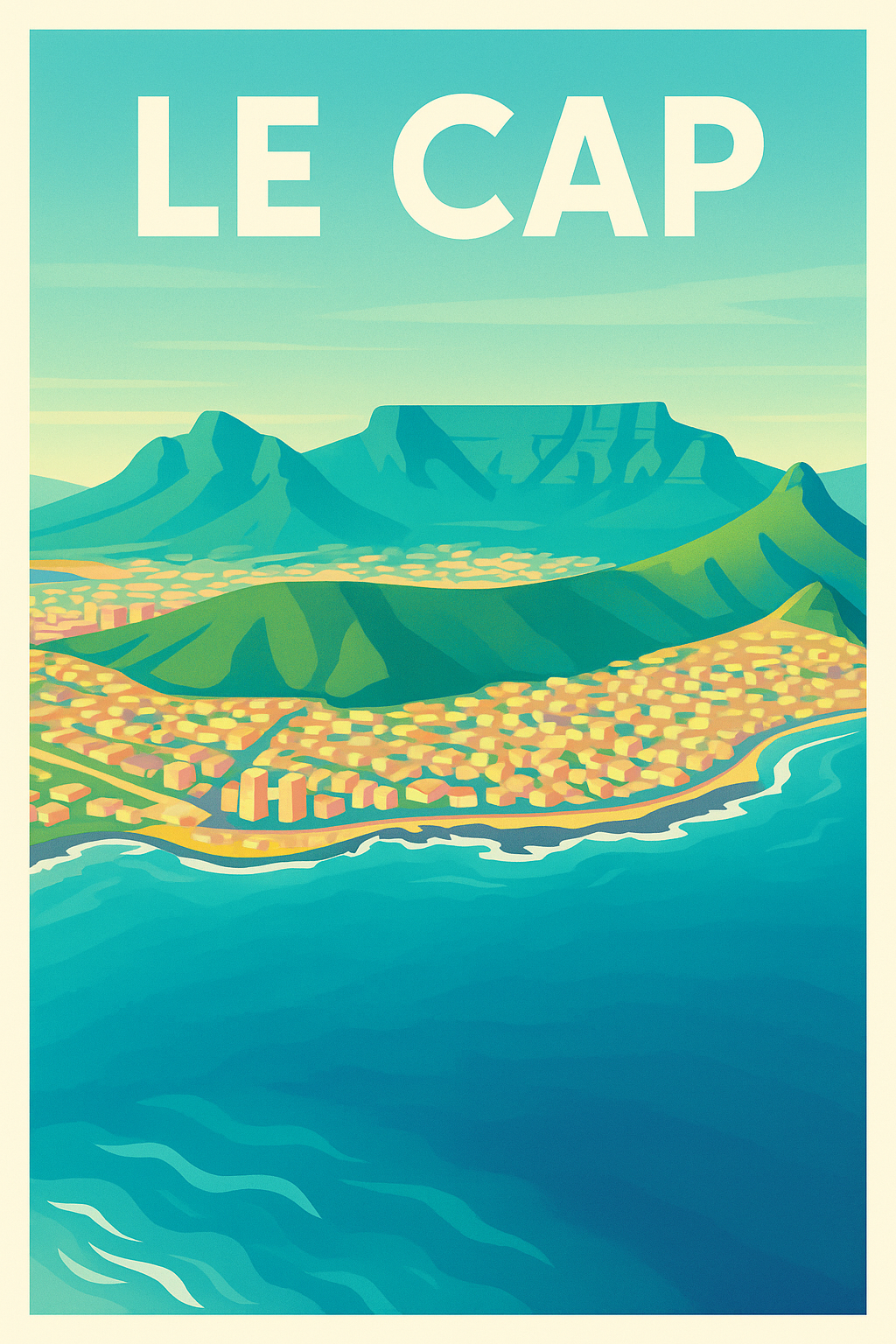 Affiche Le Cap — Évasion entre mer et montagne · poster d'art de Le Cap