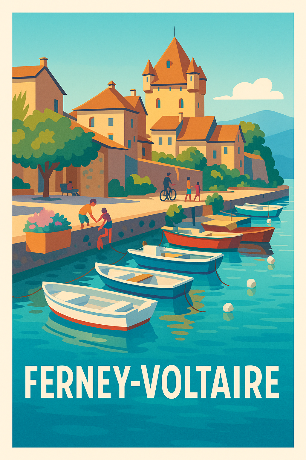 Affiche Ferney-Voltaire — Charme paisible au bord de l'eau · poster d'art de Ferney-Voltaire