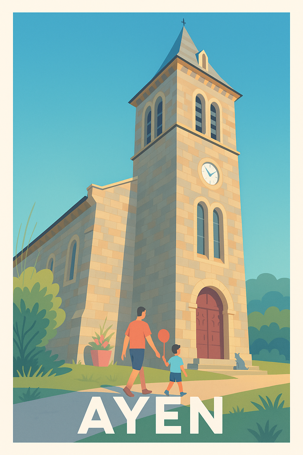 Affiche Ayén — Charme et Sérénité du Clocher Historique · poster d'art de Ayén