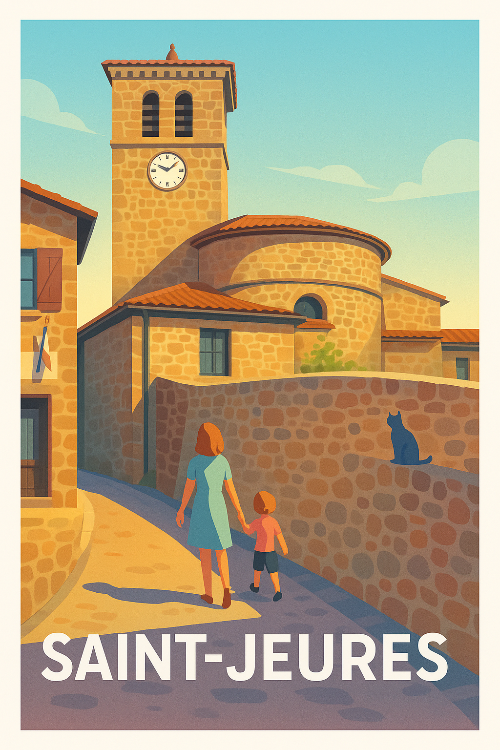 Affiche Saint-Jeures — Balade au cœur du village authentique · poster d'art de Saint-Jeures