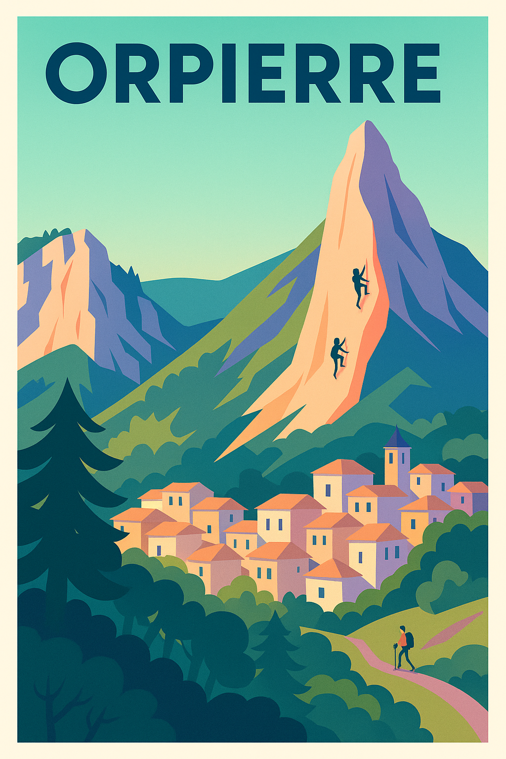 Affiche Orpierre — Escalade et charme Provençal · poster d'art de Orpierre