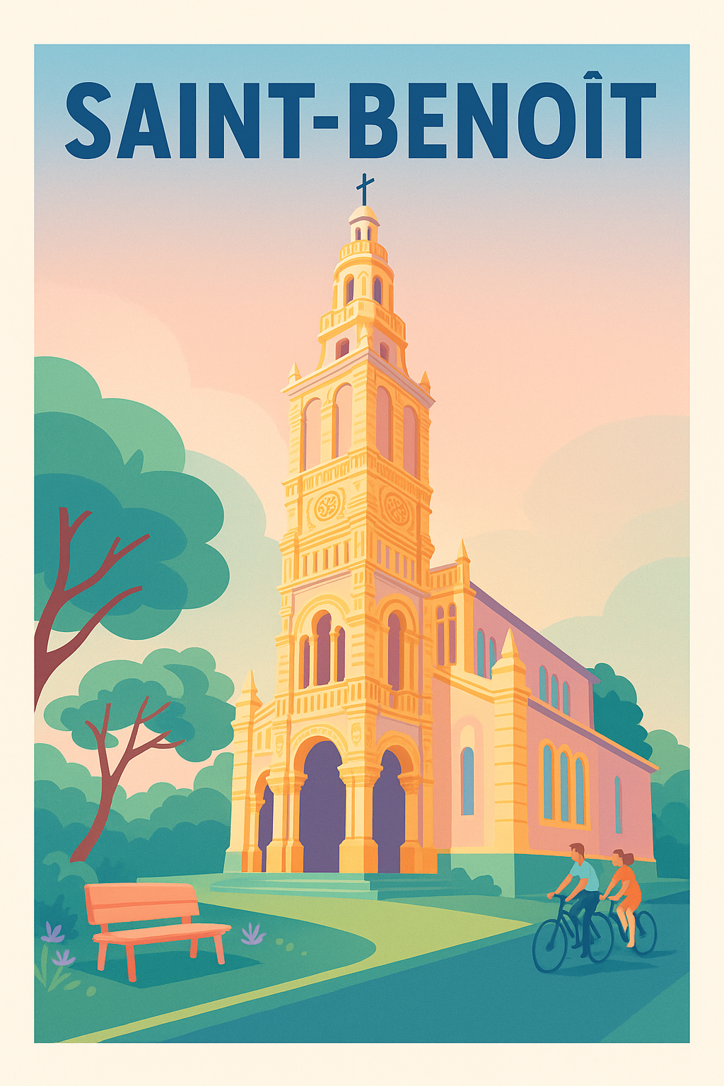 Affiche de Saint-Benoît - Charme architectural et douceur de vivre