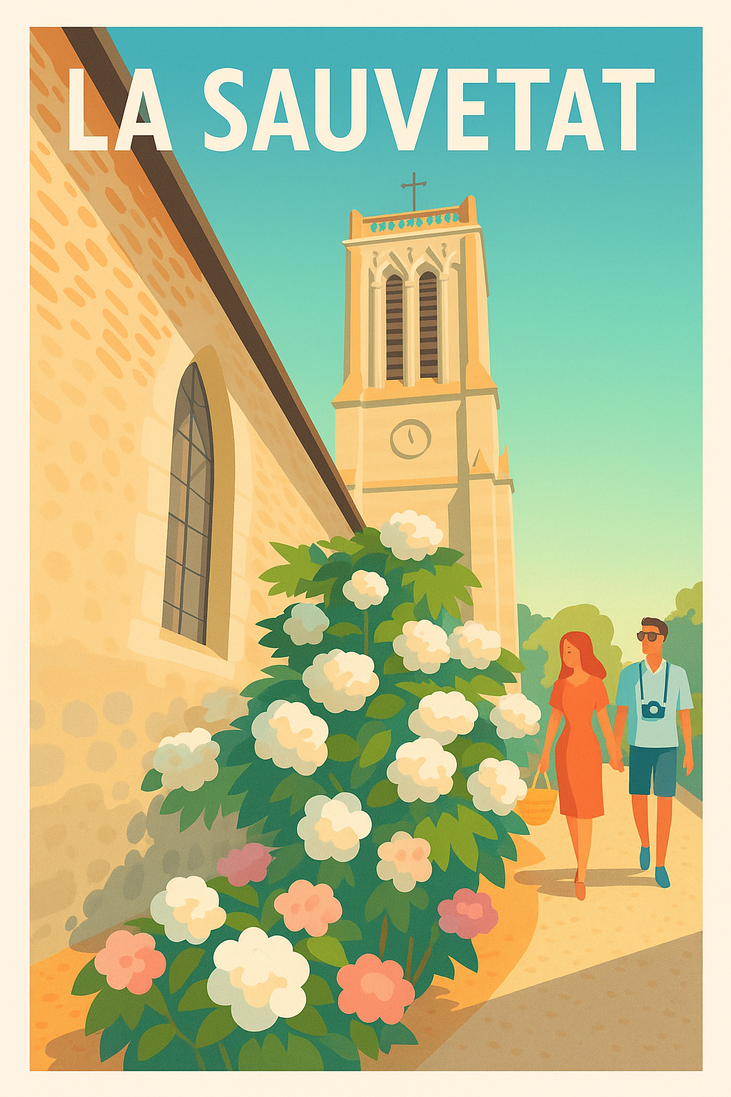 Affiche La Sauvetat — Escapade florale au cœur du patrimoine · poster d'art de La Sauvetat