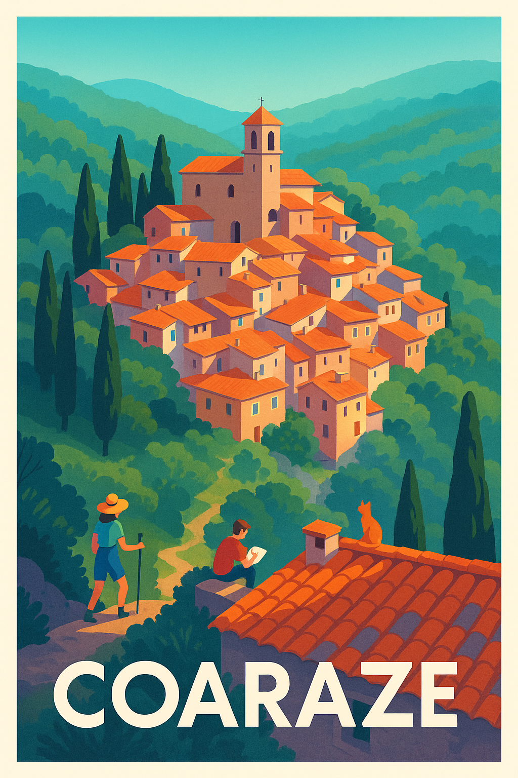 Affiche Coaraze — Village perché au charme provençal · poster d'art de Coaraze